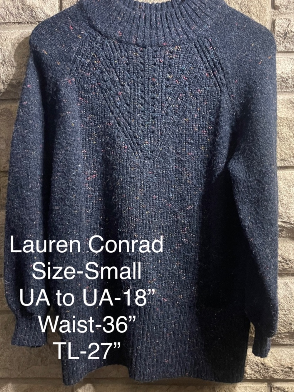 LC Lauren Conrad Navy Flecked Turtleneck Sweater